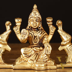 Brass Superfine Gajalakshmi Idol - 3" Divine Sculpture