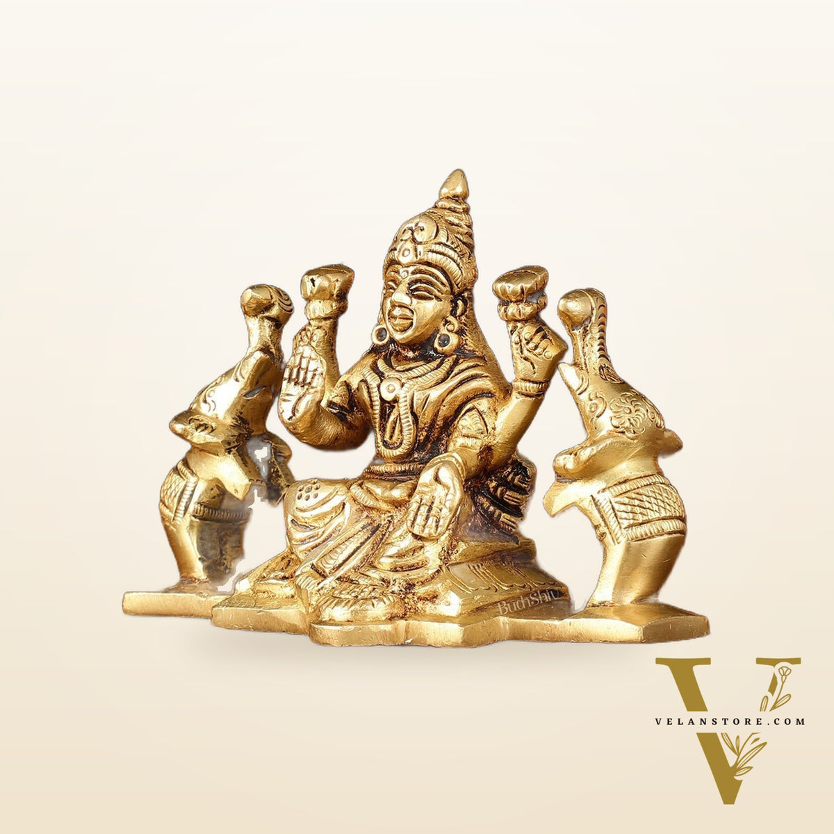 Brass Superfine Gajalakshmi Idol - 3" Divine Sculpture