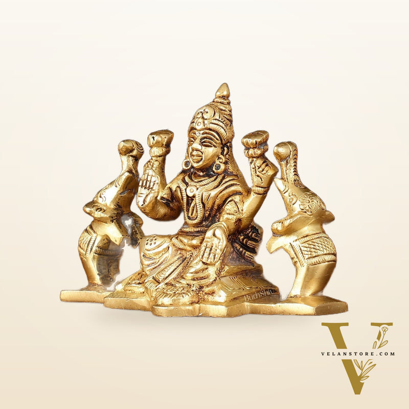 Brass Superfine Gajalakshmi Idol - 3" Divine Sculpture