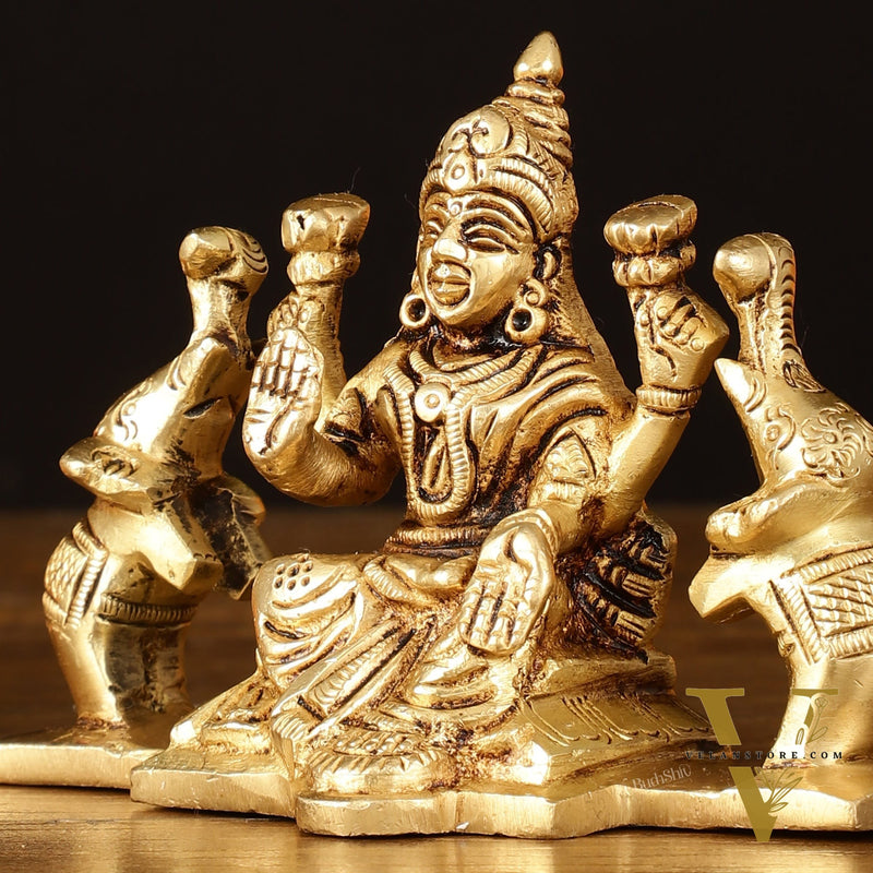 Brass Superfine Gajalakshmi Idol - 3" Divine Sculpture