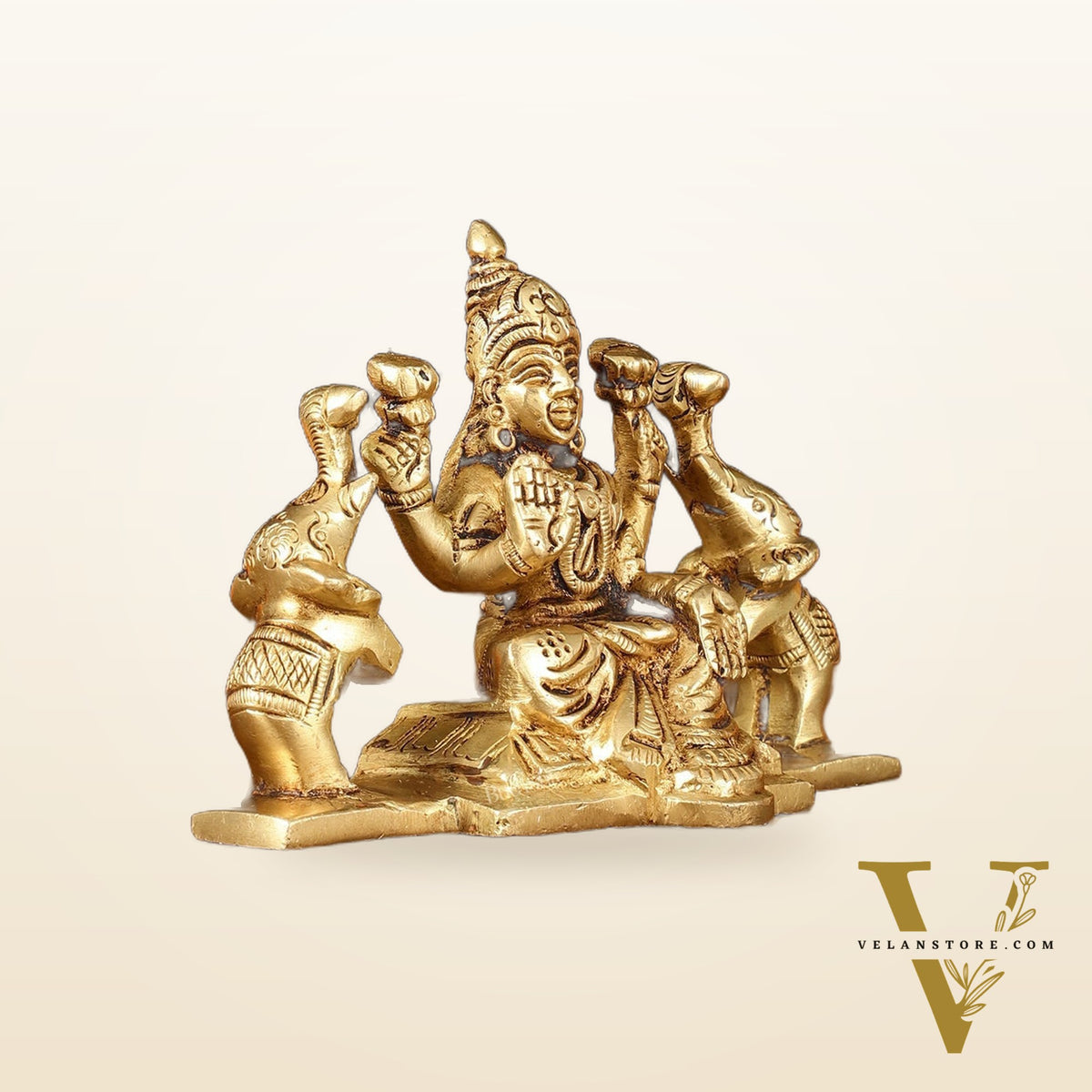Brass Superfine Gajalakshmi Idol - 3" Divine Sculpture