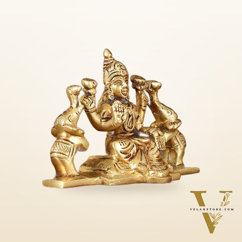 Brass Superfine Gajalakshmi Idol - 3" Divine Sculpture