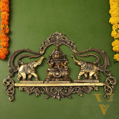 Brass Superfine Gajalakshmi Wall Hanging - 11.5 x18 inch