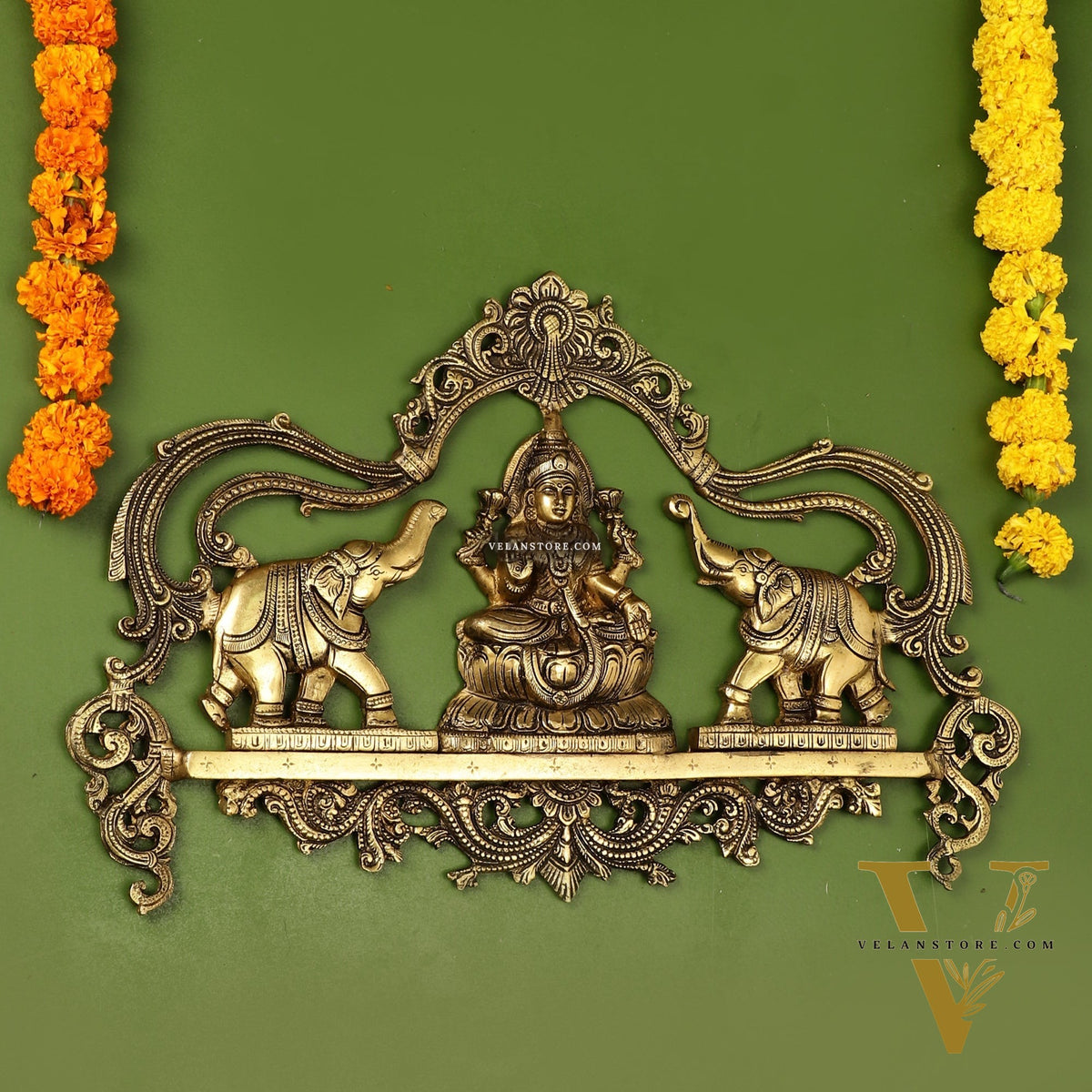 Brass Superfine Gajalakshmi Wall Hanging - 11.5 x18 inch