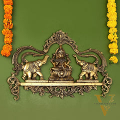 Brass Superfine Gajalakshmi Wall Hanging - 11.5 x18 inch