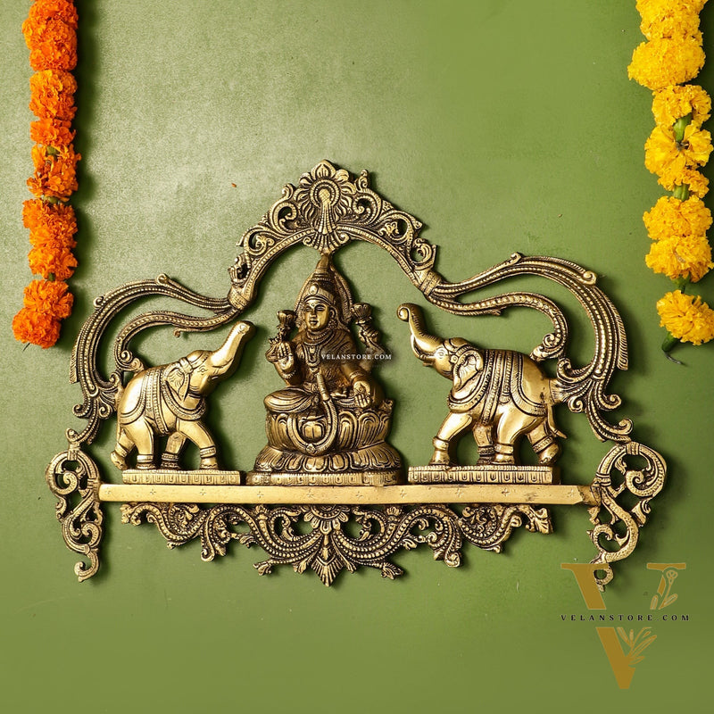 Brass Superfine Gajalakshmi Wall Hanging - 11.5 x18 inch