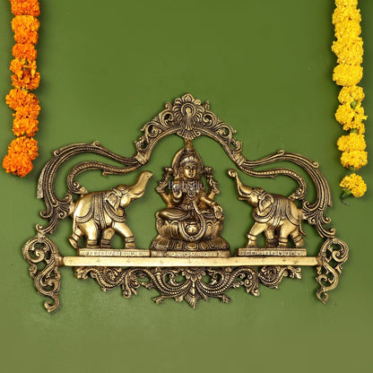 Brass Superfine Gajalakshmi Wall Hanging - 11.5 x18 inch