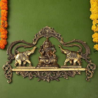 Brass Superfine Gajalakshmi Wall Hanging - 11.5 x18 inch