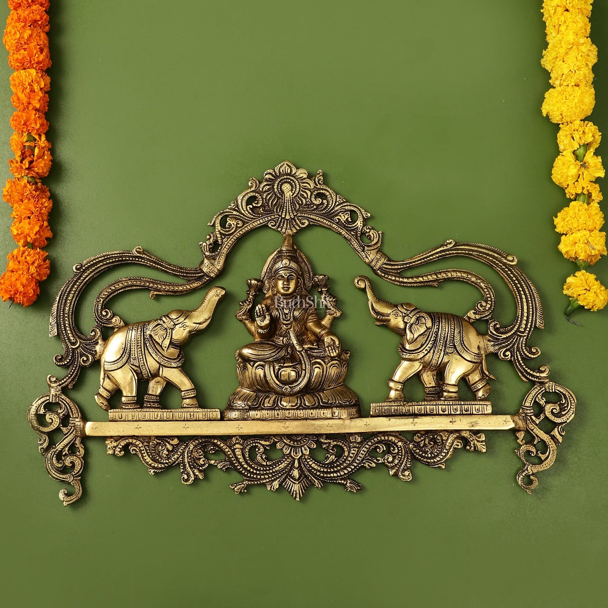 Brass Superfine Gajalakshmi Wall Hanging - 11.5 x18 inch