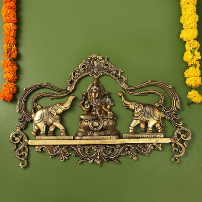 Brass Superfine Gajalakshmi Wall Hanging - 11.5 x18 inch