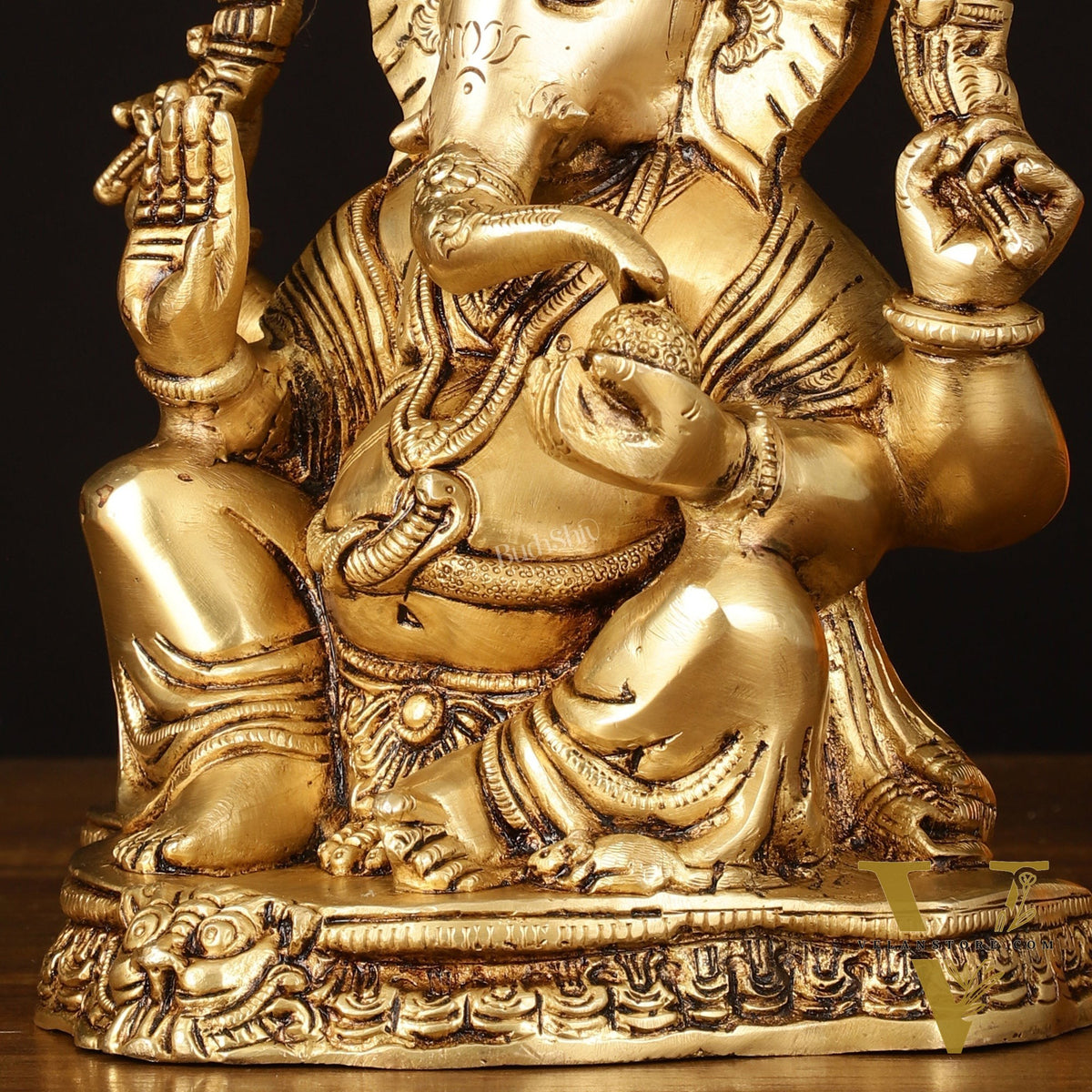 Brass Superfine Ganapati Wearing Turban Pagadi Idol - 8.5" Divine Sculpture