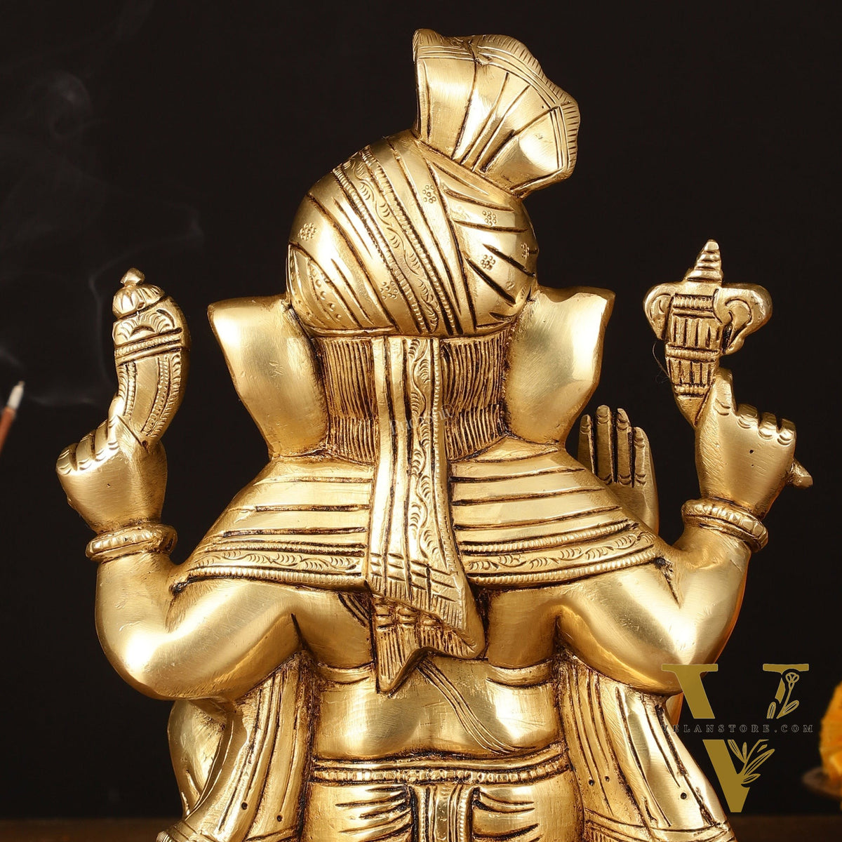 Brass Superfine Ganapati Wearing Turban Pagadi Idol - 8.5" Divine Sculpture