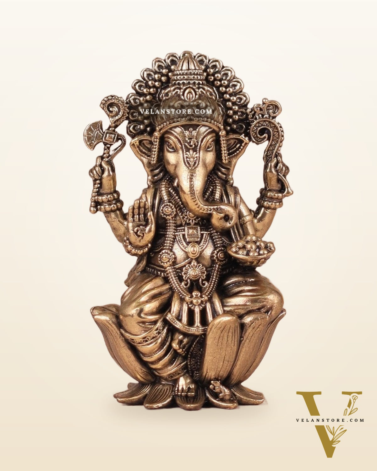 Brass Superfine Ganesh Idol - 4 Inch lotus base