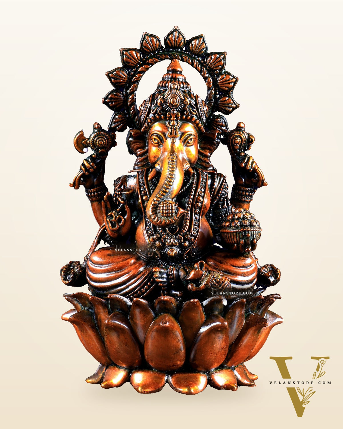 Brass Superfine Ganesh Idol - 8" Chola finish