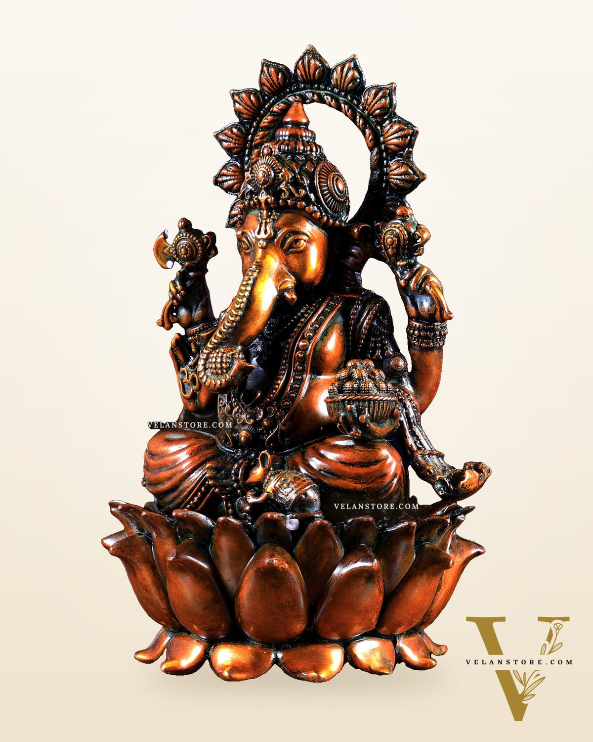 Brass Superfine Ganesh Idol - 8" Chola finish