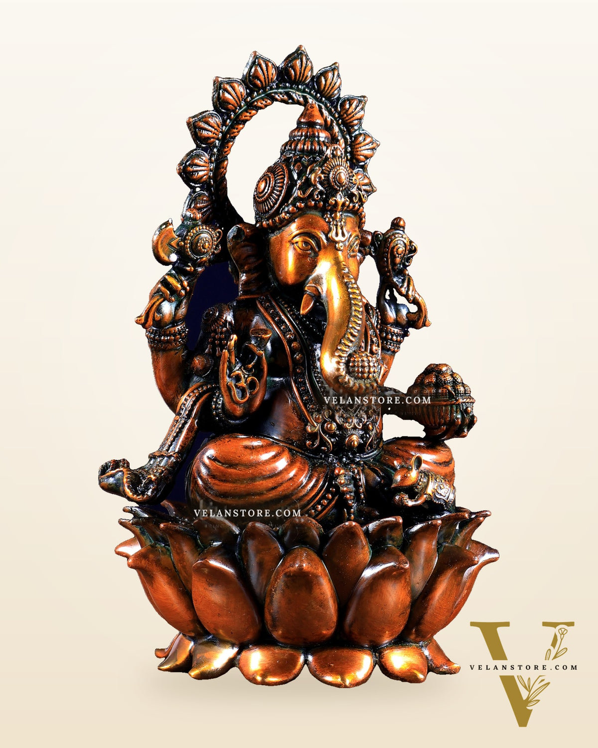Brass Superfine Ganesh Idol - 8" Chola finish