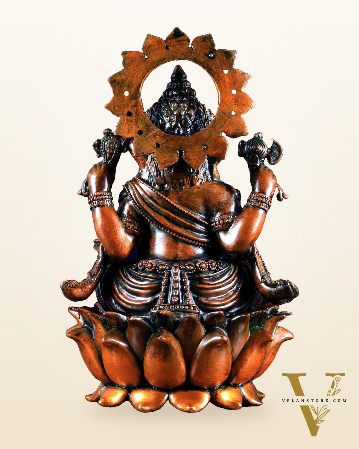 Brass Superfine Ganesh Idol - 8" Chola finish