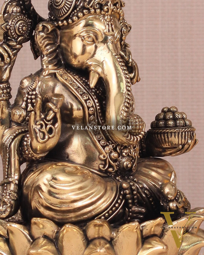 Brass Superfine Ganesh Idol - 8"