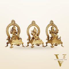 Brass Superfine Ganesh, Lakshmi, and Saraswati Idol Set 15