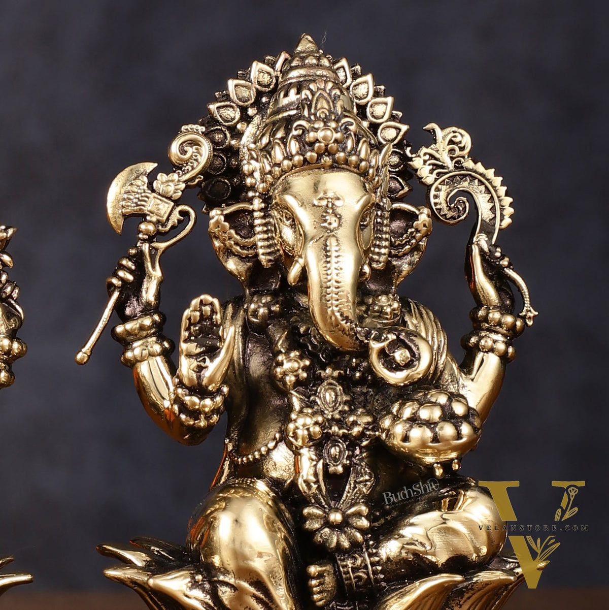 Brass Superfine Ganesh Lakshmi Idols - 4 Inch