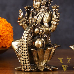 Brass Superfine Ganesh Lakshmi Idols - 4 Inch