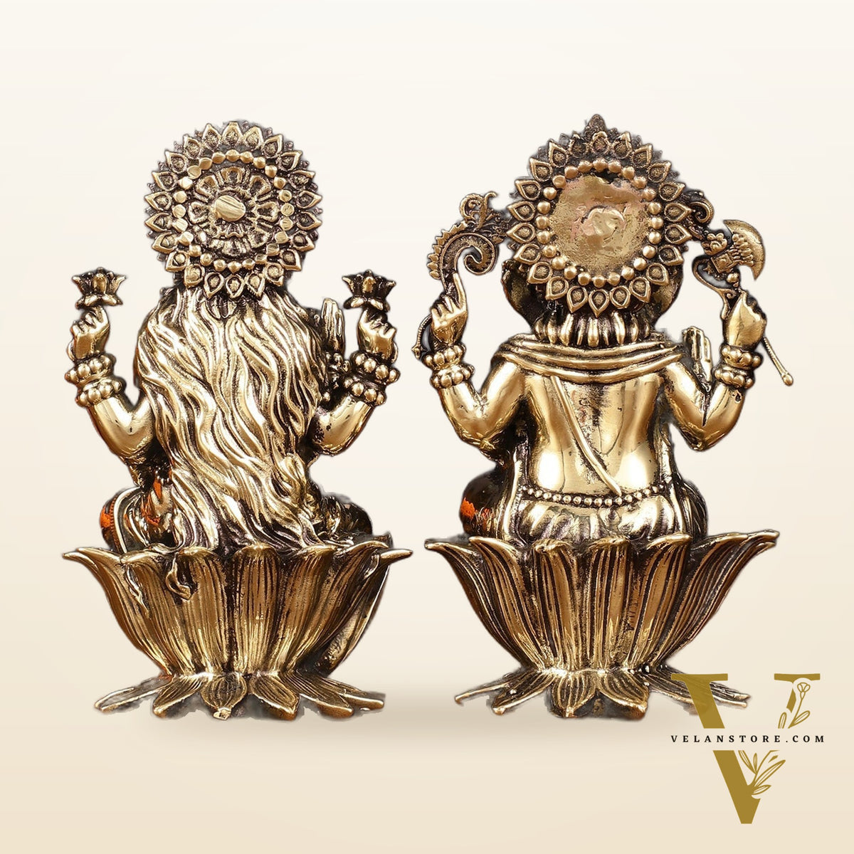 Brass Superfine Ganesh Lakshmi Idols - 4 Inch