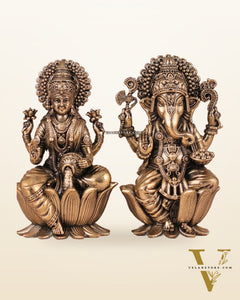 Brass Superfine Ganesh Lakshmi Idols - 4 Inch
