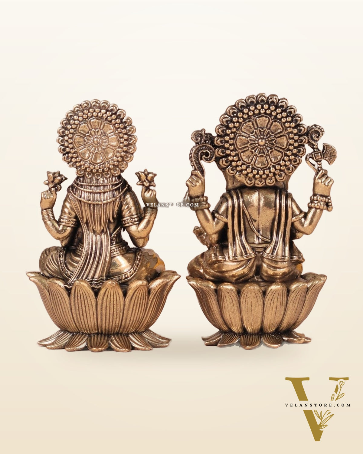 Brass Superfine Ganesh Lakshmi Idols - 4 Inch