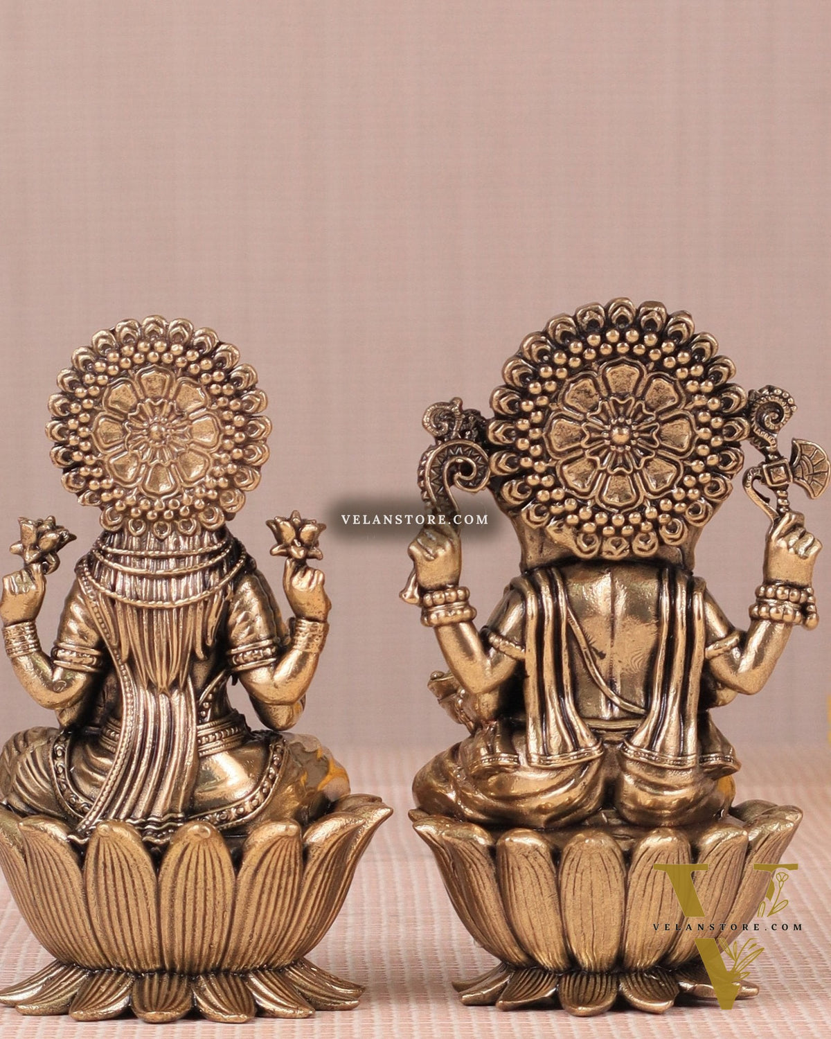 Brass Superfine Ganesh Lakshmi Idols - 4 Inch