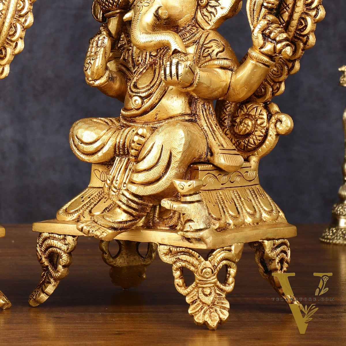 Brass SuperFine Ganesh Lakshmi idols 9.5"