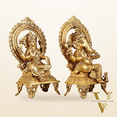 Brass SuperFine Ganesh Lakshmi idols 9.5"