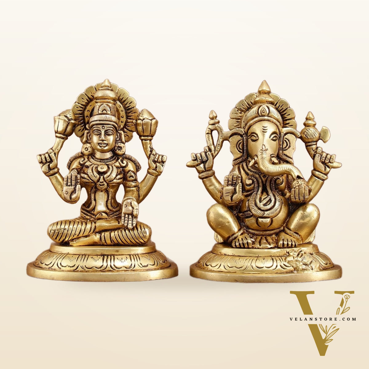 Brass Superfine Ganesh Lakshmi Idols Set | 5-inch