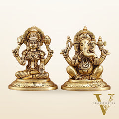 Brass Superfine Ganesh Lakshmi Idols Set | 5-inch