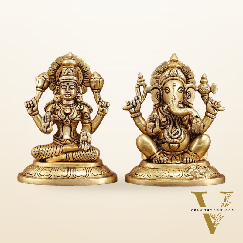 Brass Superfine Ganesh Lakshmi Idols Set | 5-inch