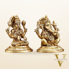 Brass Superfine Ganesh Lakshmi Idols Set | 5-inch