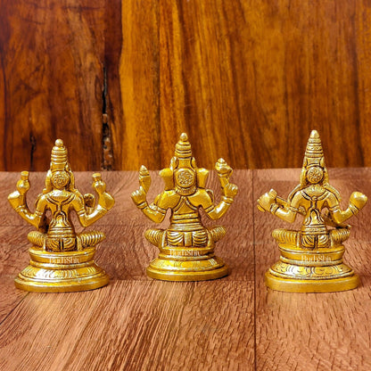 Brass Superfine Ganesh, Lakshmi, Saraswati Idols 3 inch