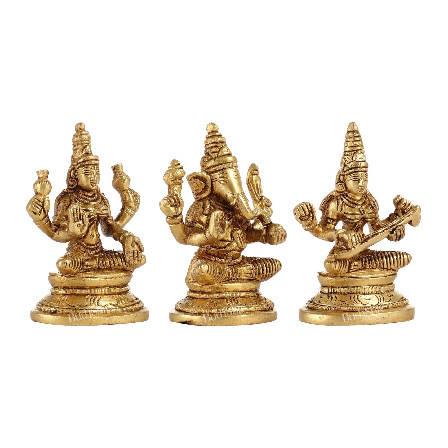 Brass Superfine Ganesh, Lakshmi, Saraswati Idols 3 inch