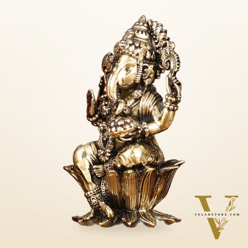 Brass Superfine Ganesh Lakshmi Saraswati Idols - 4 Inch