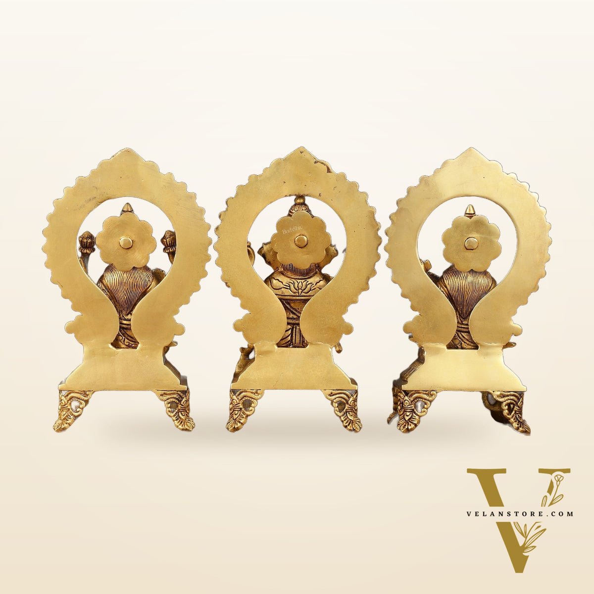 Brass Superfine Ganesh Lakshmi Saraswati idols 9.5"