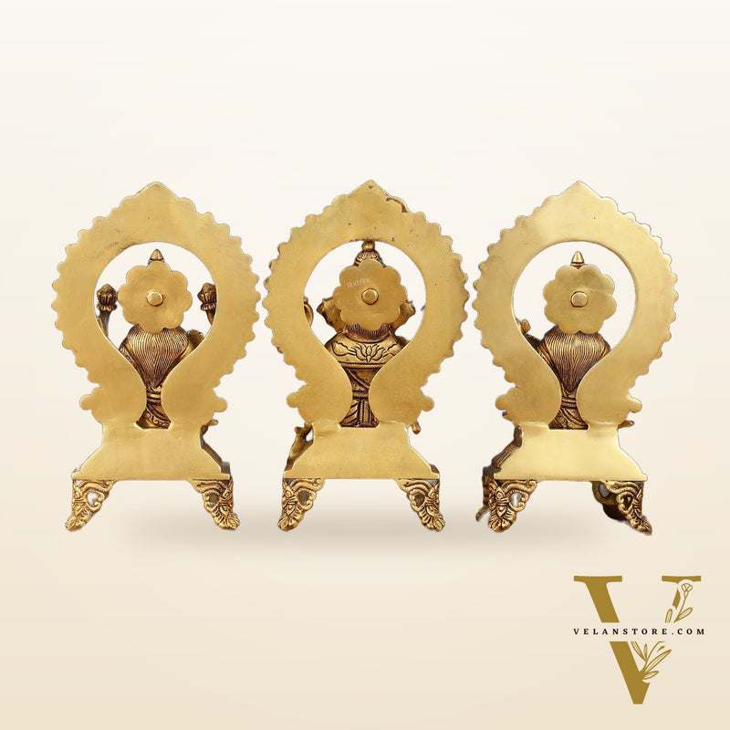 Brass Superfine Ganesh Lakshmi Saraswati idols 9.5"