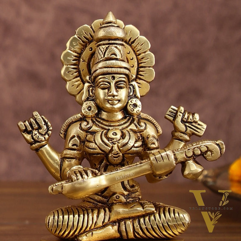 Brass Superfine Ganesh Lakshmi Saraswati Idols Set | 5-inch