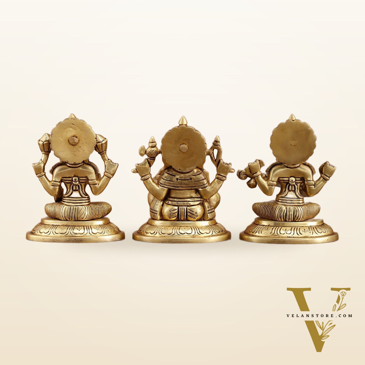Brass Superfine Ganesh Lakshmi Saraswati Idols Set | 5-inch