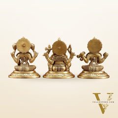 Brass Superfine Ganesh Lakshmi Saraswati Idols Set | 5-inch