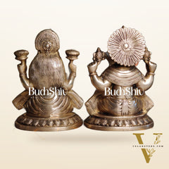 Brass Superfine Ganesha and Lakshmi 8"