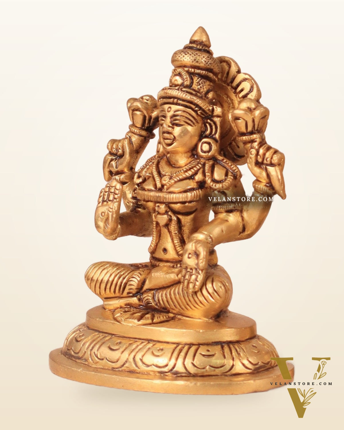 Brass Superfine Ganesha and Lakshmi Idol Pair - 4"