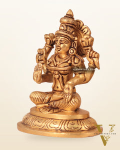 Brass Superfine Ganesha and Lakshmi Idol Pair - 4"