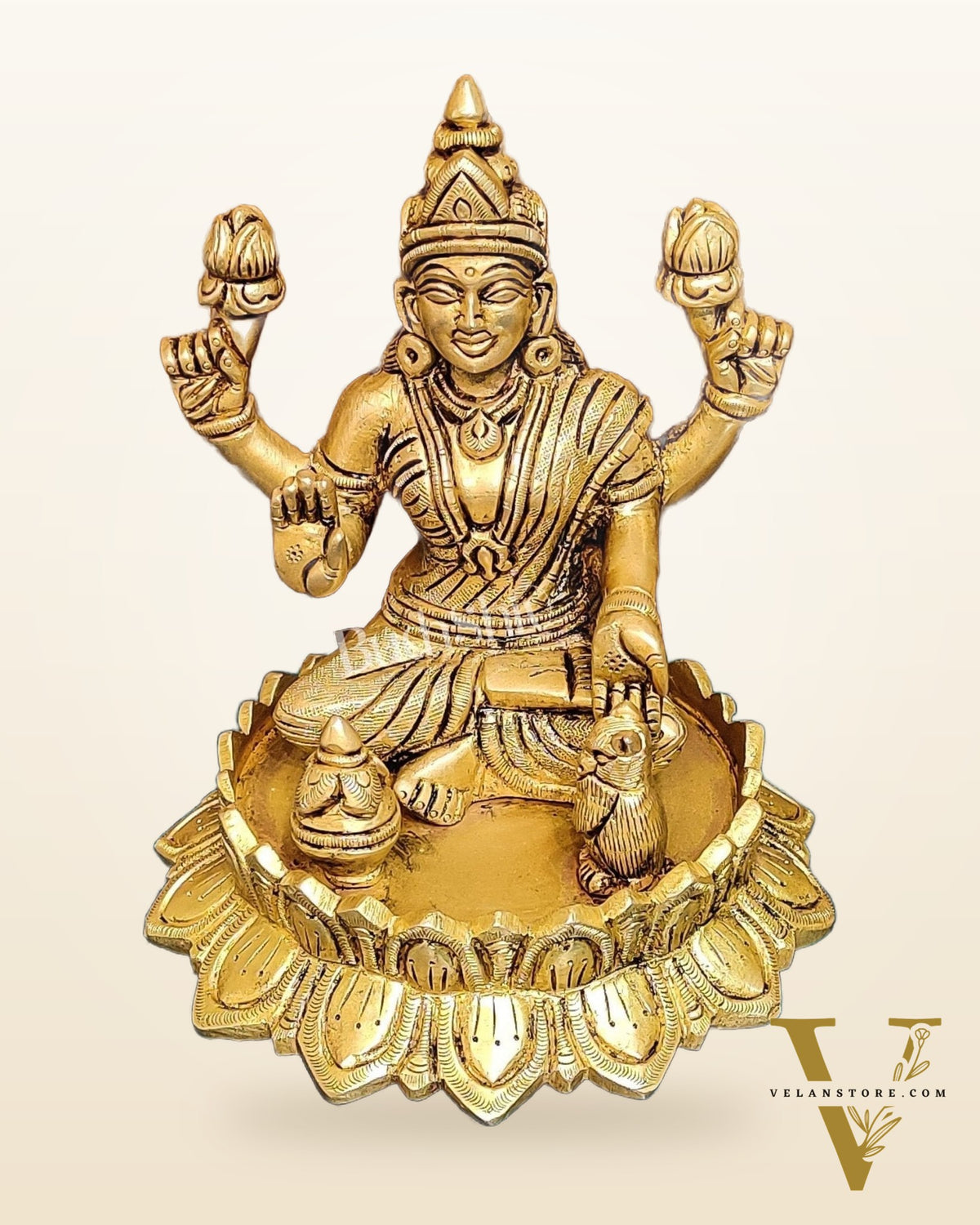Brass Superfine Ganesha and Lakshmi idols 6"