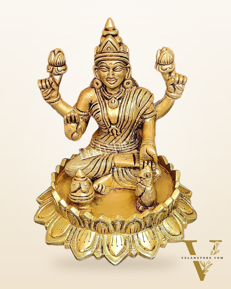 Brass Superfine Ganesha and Lakshmi idols 6"