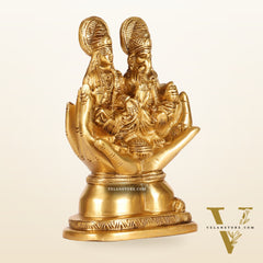 Brass Superfine Ganesha and Lakshmi Seated 5"