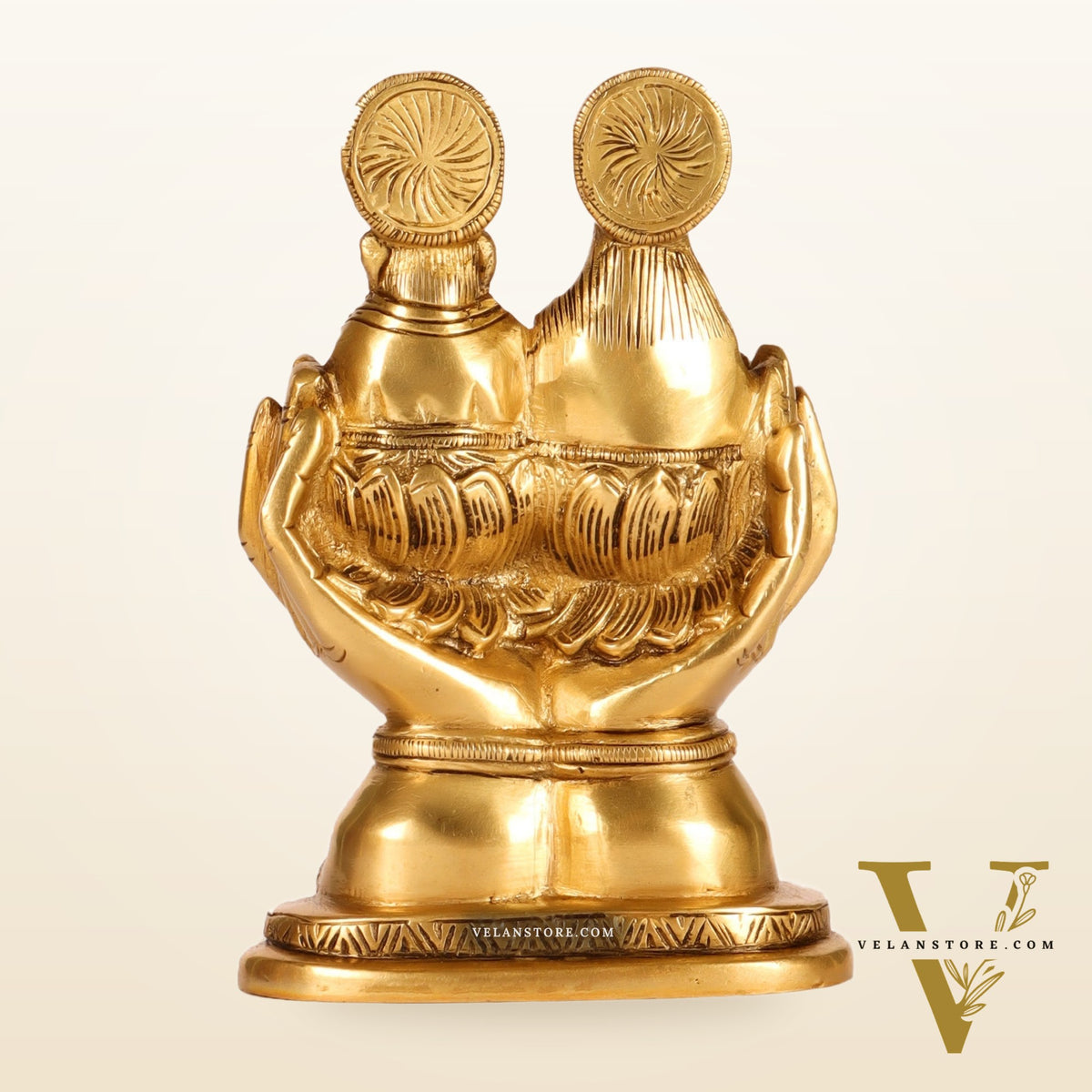 Brass Superfine Ganesha and Lakshmi Seated 5"